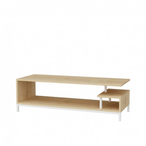 Comoda TV Salvador, Model Reilly, 120x37.6x44.6 cm, Alb/Stejar - Img 4