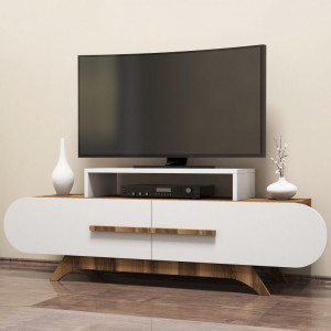 Comoda TV Salvador, Model Rose, 145x49.8x36.8 cm, Nuc/Alb - Img 2
