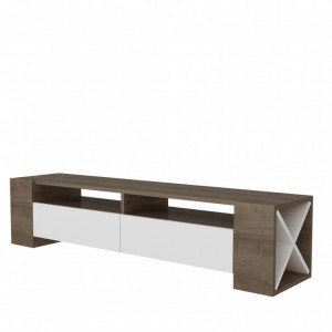Comoda TV Salvador, Model Sosruko, 155x35x35 cm, Nuc/Alb - Img 2