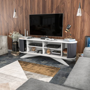 Comoda TV Salvador, Model Stor, 180x60x43 cm, Antracit/Alb - Img 10