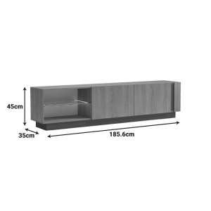 Comoda TV Vario, cu iluminare LED, Sonoma/Antracit, 185,6 x 35 x 45 cm - Img 8