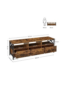 Comoda TV Vasagle, Model Baker, 40x147x50 cm, Maro rustic/Negru - Img 5