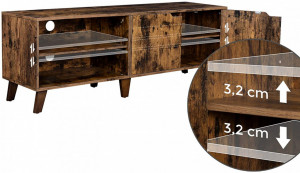 Comoda TV Vasagle, Model Burton, 140x40x45 cm, Maro Rustic - Img 4