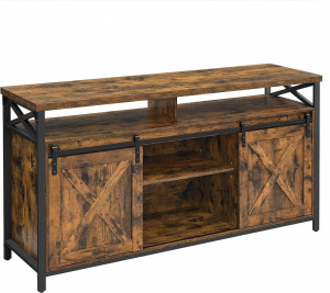 Comoda TV Vasagle, Model Castillo, 147x40x76 cm, Maro/Negru - Img 2