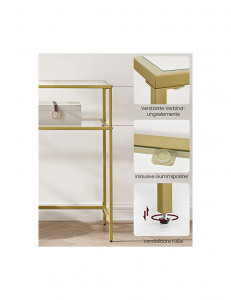 Consola Model Hendrix, Auriu, 100x35x80 cm, blat sticla securizata - Img 6
