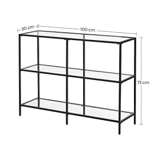 Consola Model McGee, Negru, 100x30x73 cm, blat sticla securizata - Img 5