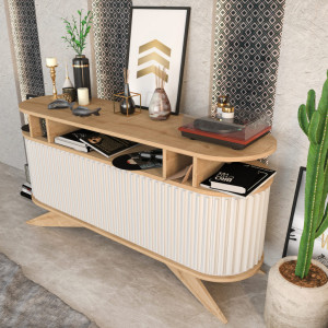 Consola Model Stor, Stejar/Alb, 150x43x75 cm - Img 7