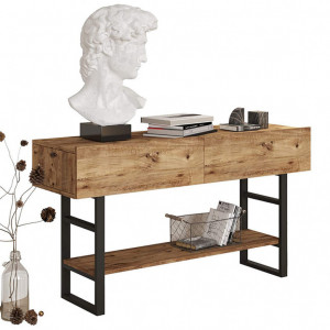 Consola Model Vien, Negru/Stejar, 139x43x75.5 cm - Img 1