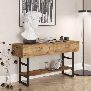 Consola Model Vien, Negru/Stejar, 139x43x75.5 cm - Img 2