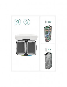 Cos de reciclare, Songmics, 2 x 20L, Alb, LTB40WT, Soft-Close - Img 3