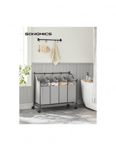 Cos de rufe pentru sortare, Songmics, 4 x 35 L, LSF005, Negru - Img 2
