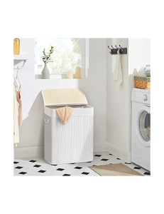 Cos de rufe, Songmics, 100L, Alb, LCB64WT, 51 x 31 x 60 cm - Img 3