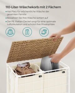 Cos de rufe Songmics Bej 57x33x60 cm - Img 3