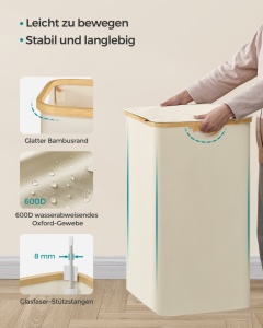 Cos de rufe Songmics Crem 60x38.5x70.5 cm - Img 7