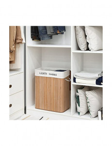 Cos de rufe, Songmics, Lemn, Natural, LCB64Y, 100L, 52 x 32 x 62 cm - Img 6