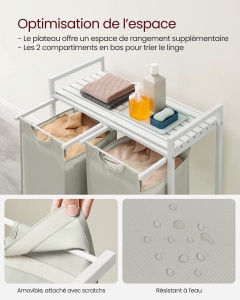 Cos de rufe, Vasagle, Alb, 73x33x71 cm - Img 2