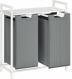 Cos de rufe, Vasagle, Alb-Gri deschis, 73x33x71 cm - Img 2
