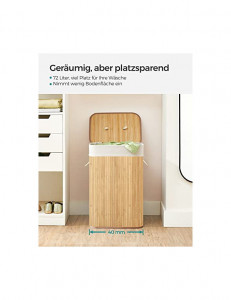 Cos pentru rufe, Songmics, 40 x 30 x 60 cm, 72 L, LCB10Y, Natural - Img 7
