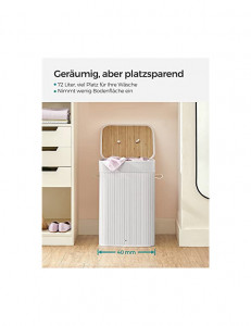 Cos pentru rufe, Songmics, 72 L, Alb, LCB010W01, 40 x 30 x 60 cm - Img 7