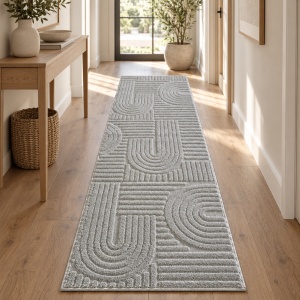 Covor tip Traversa VivaDeco Art V1, 80 x 250 cm, Silver, 100% Polipropilena, Fir 8 mm, 1900 g/mp, OEKO-TEX Standard 100 - Img 14
