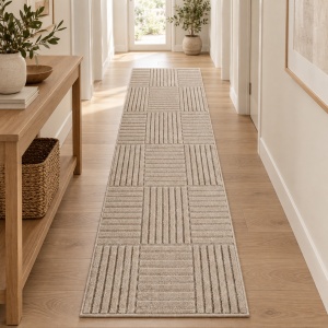 Covor tip Traversa VivaDeco Art V3, 80 x 150 cm, Bej, 100% Polipropilena, Fir 8 mm, 1900 g/mp, OEKO-TEX Standard 100