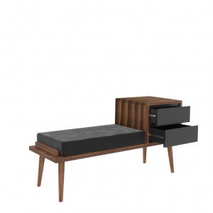 Cuier cu bancuta Model Rino, Gri/Nuc, 120x45x40 cm - Img 4