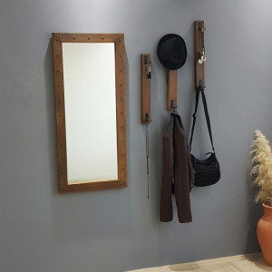 Cuier cu oglinda Model Hunter, Nuc, 68x6x110 cm - Img 5
