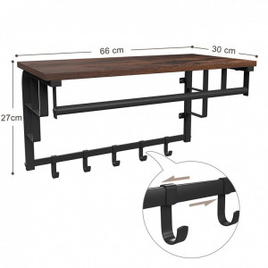 Cuier cu raft Model Barnes, Maro Rustic/Negru, 66x30x27 cm - Img 6