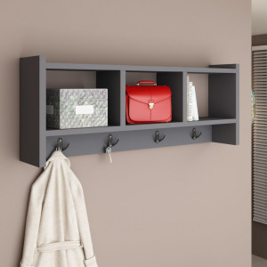 Cuier cu raft Model Midnight, Antracit, 75.6x22x35 cm - Img 2