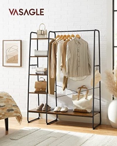 Cuier cu rafturi Model Dougherty, Negru, 120×45×160 cm - Img 1