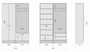 Cuier hol cu dulap Model Bruce, Alb, 119.6x37.3x182.8 cm - Img 2