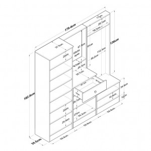 Cuier hol cu dulap Model Hood, Alb/Nuc, 179.4x35.5x182.8x cm - Img 5