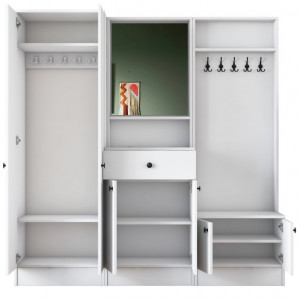 Cuier hol cu dulap Model Klein, Alb, 179.4x37.3x182.8x cm - Img 2