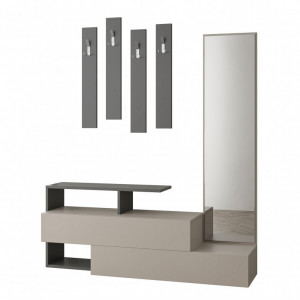 Cuier hol cu dulap Model Ramda, Mocha/Antracit, 137x35x54.5 cm - Img 6