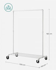 Cuier, Songmics, Alb-Negru, 163×100×49 cm - Img 7