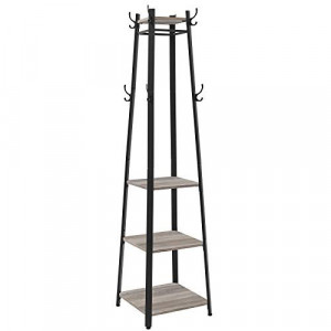 Cuier tip pom cu rafturi Model Newton, Bej/Negru, 43x43x180 cm - Img 2