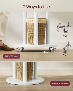 Cuier tip pom cu roti Model Goliath, Alb, 40 x 175 cm - Img 3