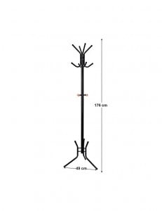 Cuier tip pom Model Wise, Negru, 49x49x176 cm - Img 4