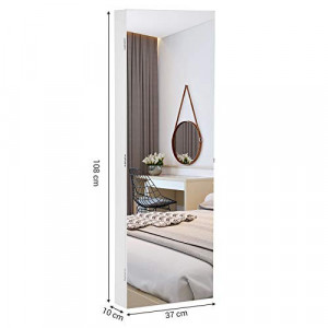 Dulap bijurerii cu oglinda, Songmics, Alb, 108x10x37.2 cm - Img 4