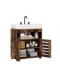 Dulap de depozitare pentru chiuveta, Vasagle, 2 usi, Maro Rustic, 60 x 30 x 63 cm - Img 4