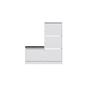 Dulap de pantofi cu banca Dude Alb 105x118.5x26 cm - Img 4