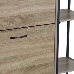 Dulap de pantofi Karleva, natural/negru, 88x24x87 cm - Img 5
