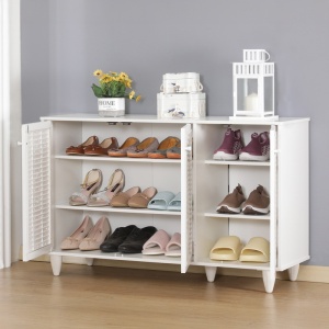 Dulap de pantofi Ronan, alb, 105x35x66 cm - Img 3