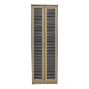 Dulap de pantofi Sante, sonoma/gri închis, 60x37x183 cm - Img 4