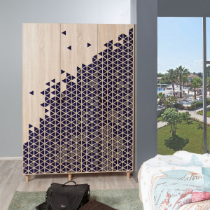 Dulap haine Model Mode-123, Stejar sonoma , 135x52x192 cm - Img 2