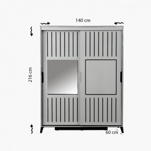 Dulap haine Model Pacific, Bej, 140x60x216 cm - Img 6