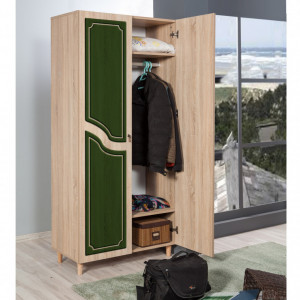 Dulap haine Model Stil, Stejar sonoma/Verde, 90x52x192 cm - Img 4