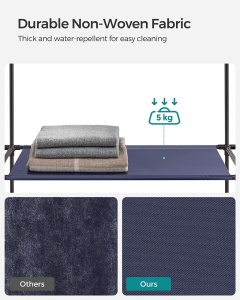 Dulap haine textil Model Jameson, Albastru, 150x45x175 cm - Img 4