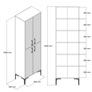 Dulap multifunctional Model Berlin, Alb/Nuc, 60x35x200 cm - Img 6