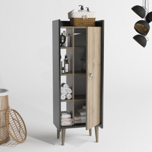 Dulap multifunctional Model Lagomood, Nuc/Antracit, 50x30x140 cm - Img 3